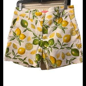 Isaac Mizrahi Citrus Print White and Yellow Bermudas